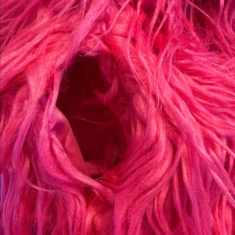 Hot Pink Shaggy Faux Fur Coat - Picture 5 of 11